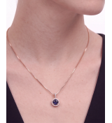Rose Gold Majestic Blue Halo Pendant Necklace with Studs | Stylora
