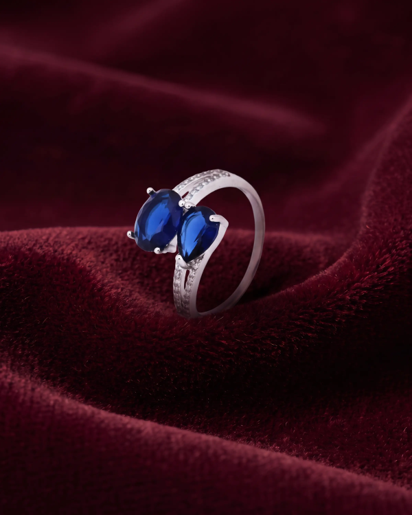 Silver Twin Pear Stone Ring | 92.5 Sterling Silver Ring | Stylora