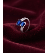 Silver Twin Pear Stone Ring | 92.5 Sterling Silver Ring | Stylora