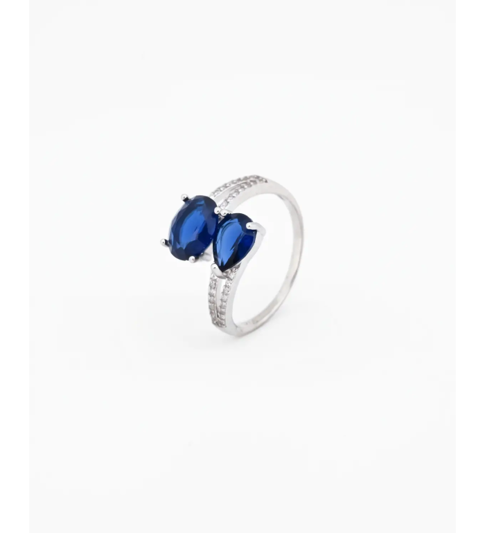 Silver Twin Pear Stone Ring | 92.5 Sterling Silver Ring | Stylora