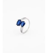 Silver Twin Pear Stone Ring | 92.5 Sterling Silver Ring | Stylora