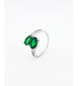 Silver Green Twin Pear Stone Ring | Silver Ring | Stylora