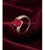 Silver Red Twin Oval Stone Ring | 92.5 Sterling Silver Ring | Stylora