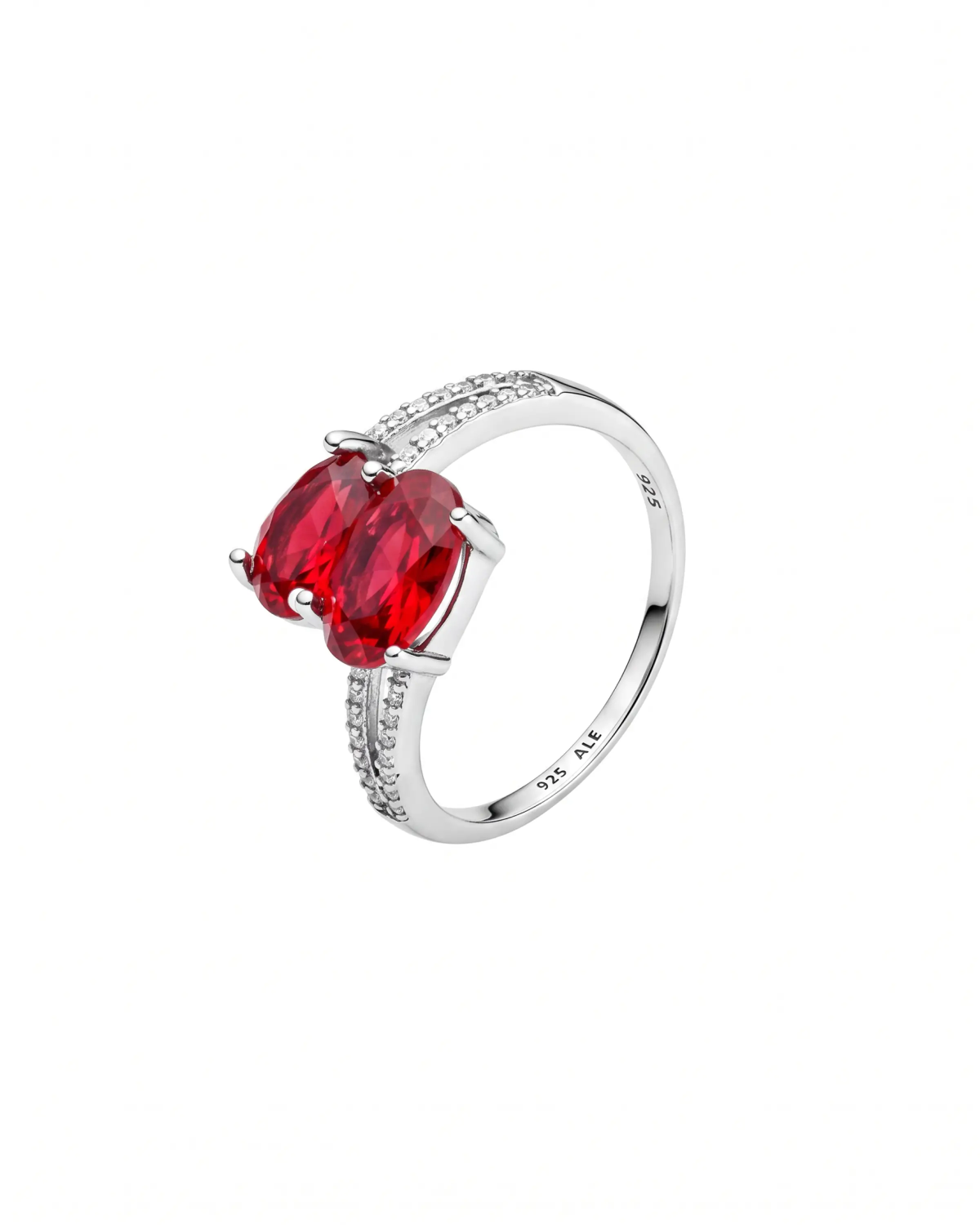 Silver Red Twin Oval Stone Ring | 92.5 Sterling Silver Ring | Stylora