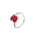 Silver Red Twin Oval Stone Ring | 92.5 Sterling Silver Ring | Stylora