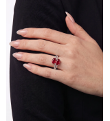 Silver Red Twin Oval Stone Ring | 92.5 Sterling Silver Ring | Stylora