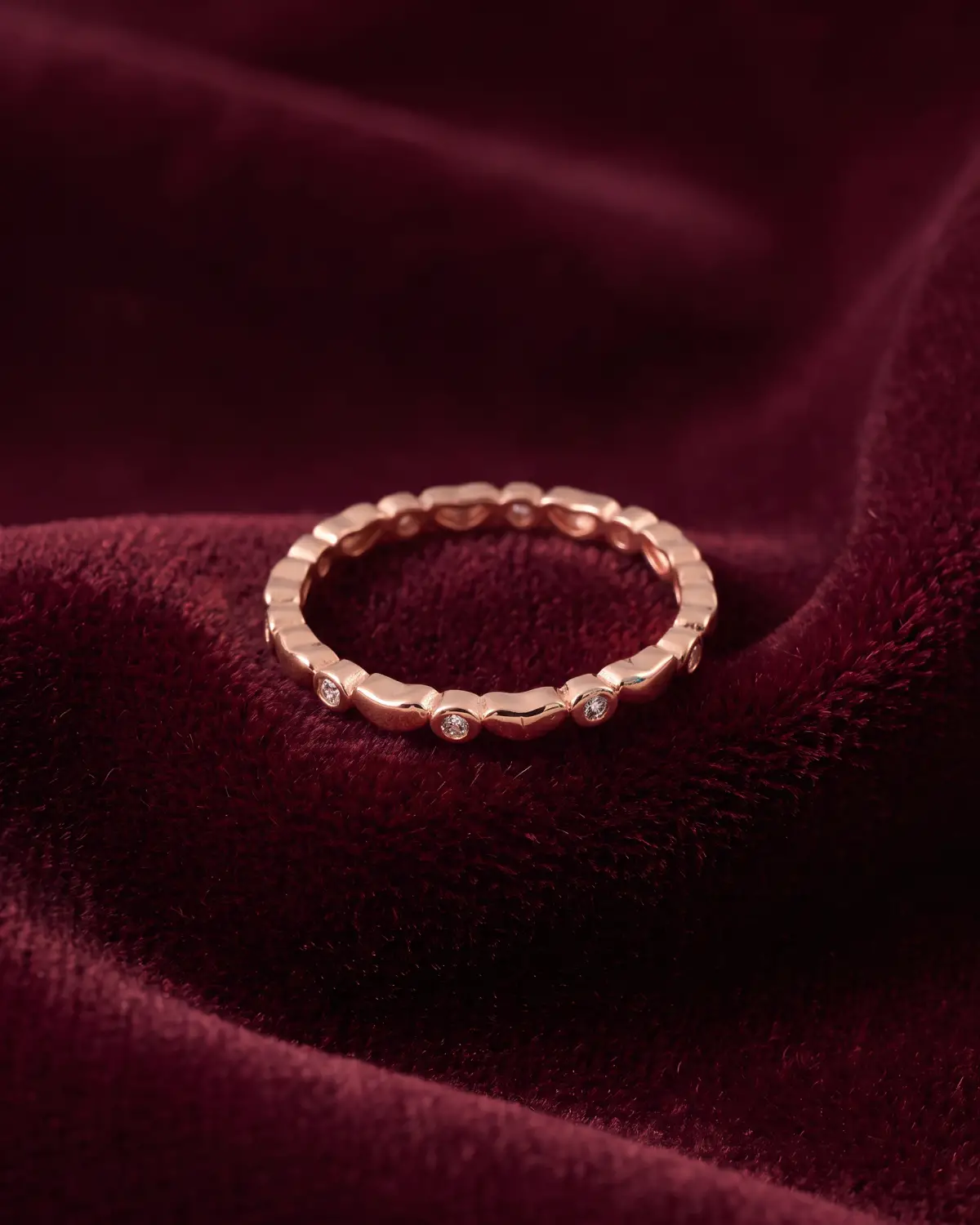 Rose Gold Scalloped Band Ring | 92.5 Sterling Silver Ring | Stylora