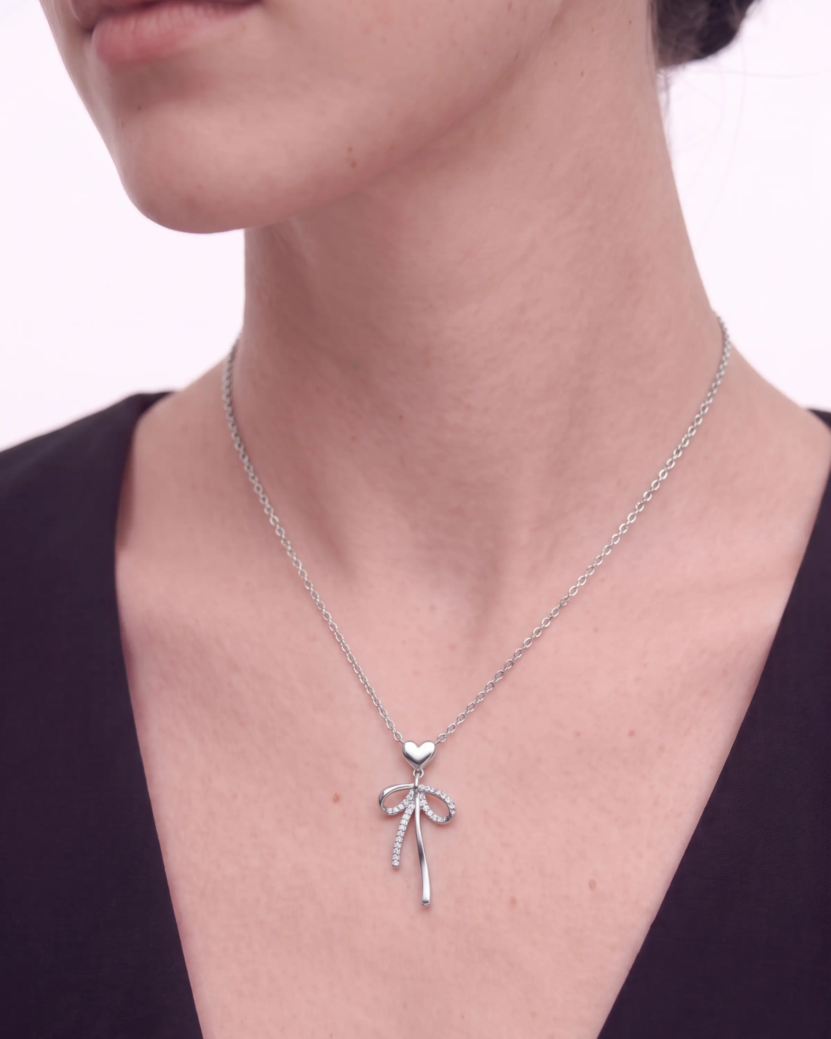 Glory Bow Pendant Necklace | 92.5 Sterling Silver Pendant | Stylora