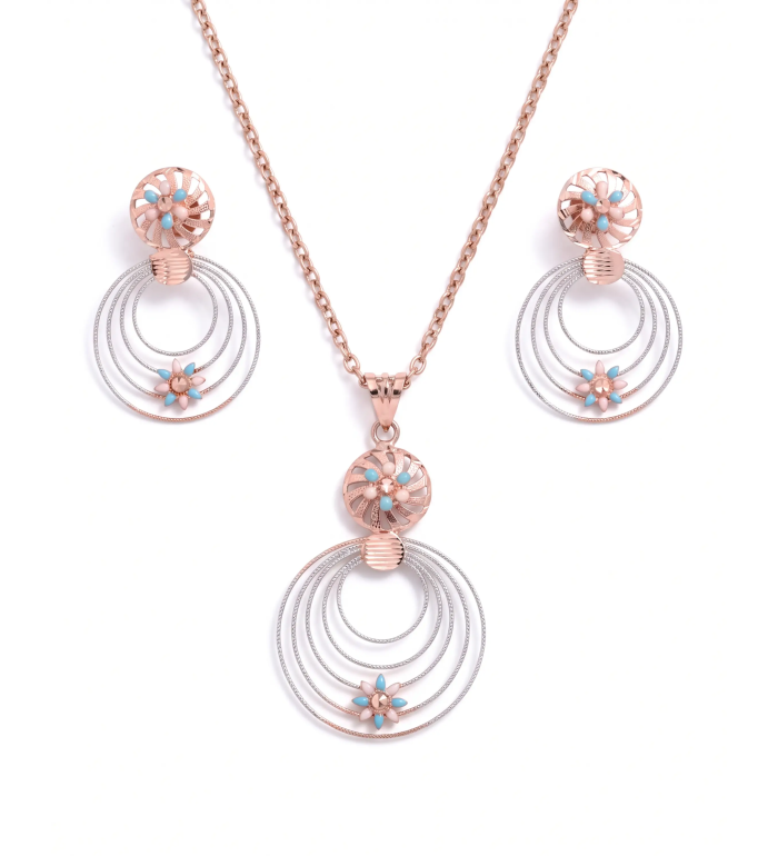 Rose Gold Charming Circles Pendant Set | Stylora