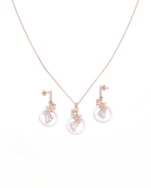 Ceramic Drop Pendant Necklace Set | Silver Pendant Necklace | Stylora