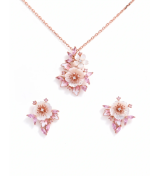 Rose Gold Pink Blossom Mojito Pendant Set | Stylora