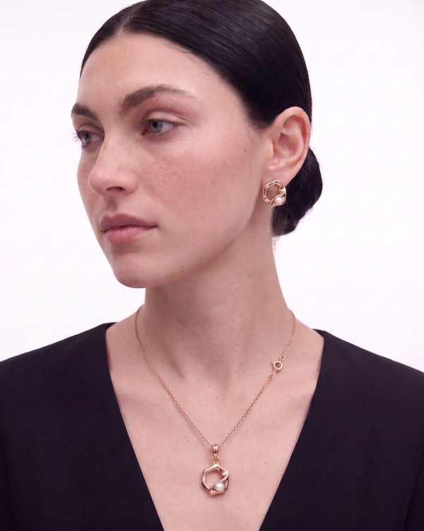 Rose Gold Signature Pearl Nugget Pendant Set