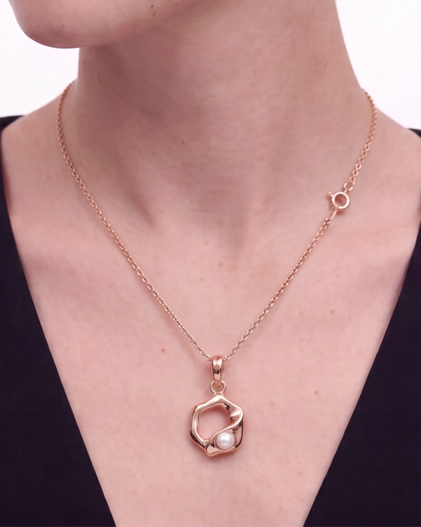 Rose Gold Signature Pearl Nugget Pendant Set