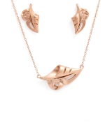 Rose Gold Signature Leaf Pendant Set