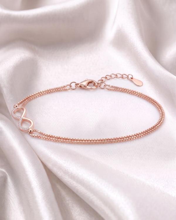Rose Gold Infinity Harmony Anklet | Silver Anklet | Stylora