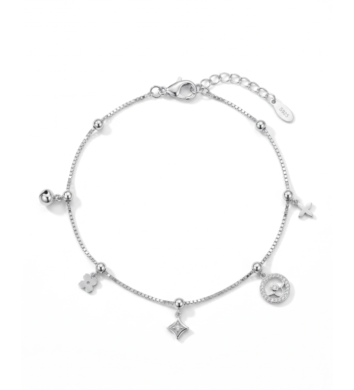 Silver Charm Harmony Anklet | 92.5 Sterling Silver Anklet | Stylora