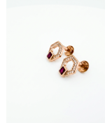Rose Gold Hexagon Pink Stone Stud Earrings | Silver Earrings | Stylora