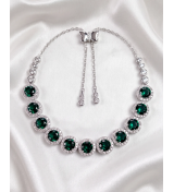 Silver Green Halo Celestia Adjustable Bracelet | Stylora
