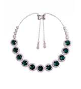 Silver Green Halo Celestia Adjustable Bracelet | Stylora