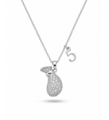 Silver Pave Pouch Pendant Necklace