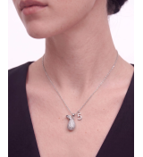 Silver Pave Pouch Pendant Necklace