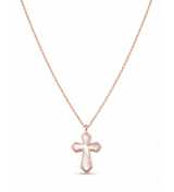 Rose Gold Mother of Pearl Cross Pendant Necklace