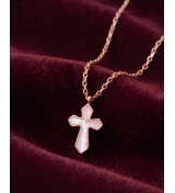 Rose Gold Mother of Pearl Cross Pendant Necklace