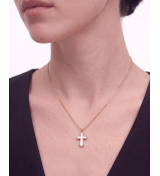 Rose Gold Mother of Pearl Cross Pendant Necklace