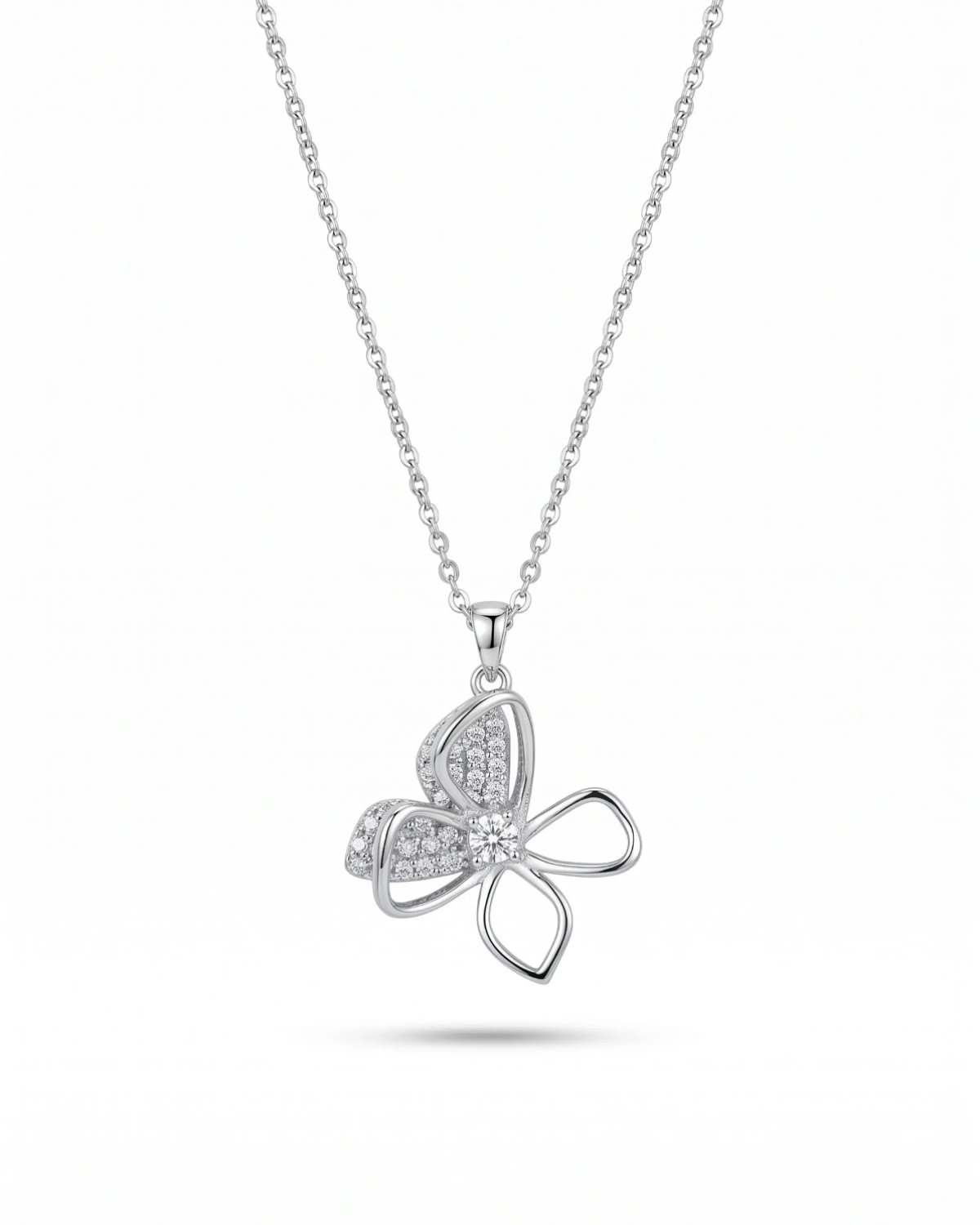 Silver Butterfly Pendant Necklace