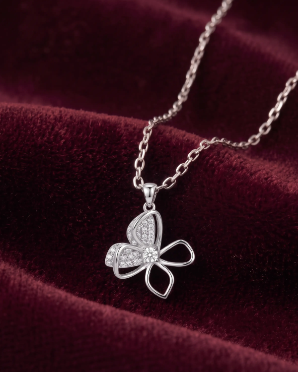Silver Butterfly Pendant Necklace