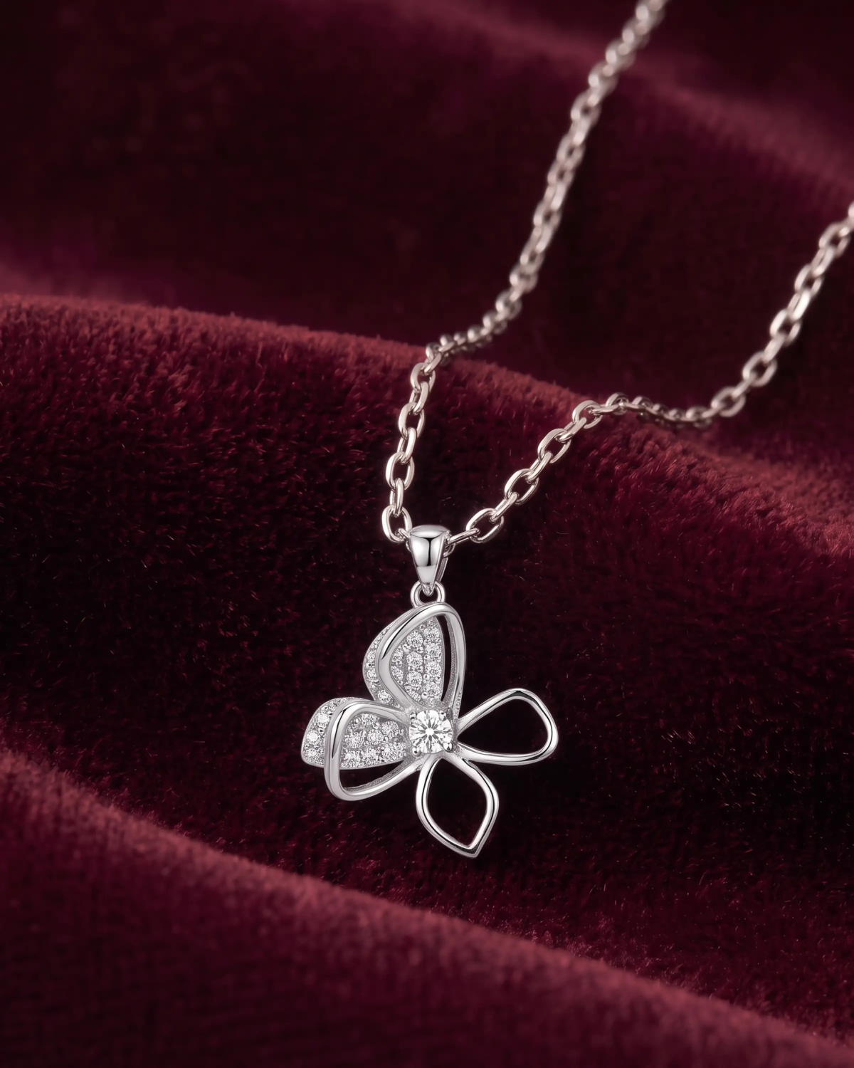 Silver Butterfly Pendant Necklace