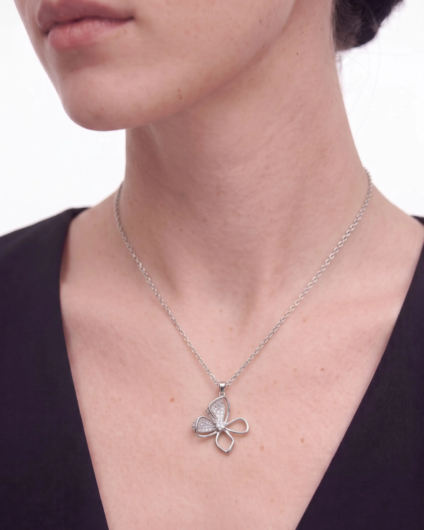 Silver Butterfly Pendant Necklace