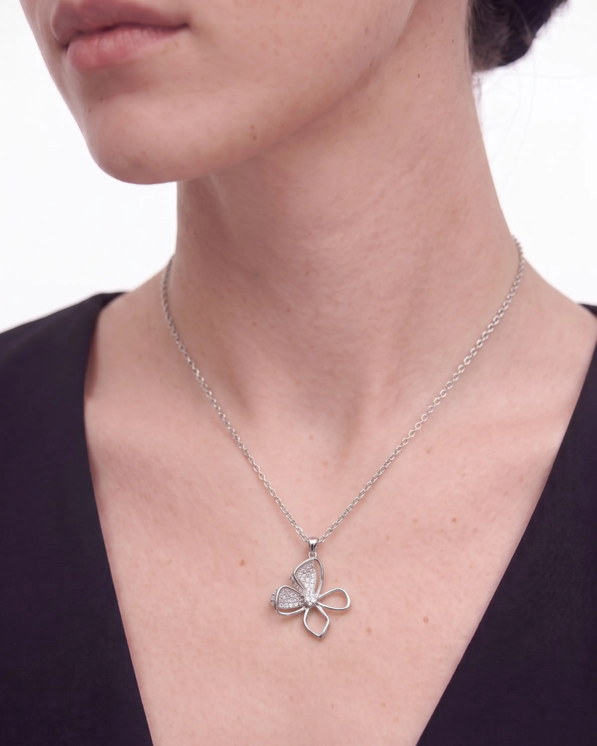 Silver Butterfly Pendant Necklace