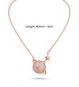 Rose Gold Pave Planet Pendant Necklace