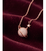 Rose Gold Pave Planet Pendant Necklace