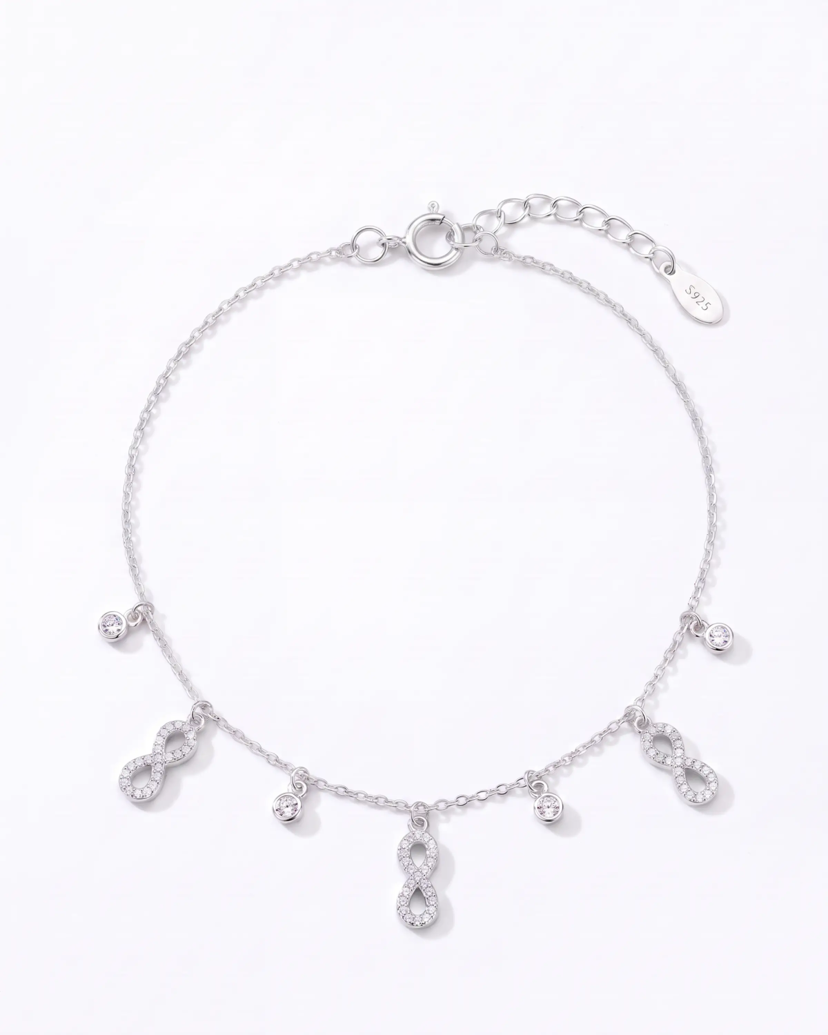 Silver Infinity Charm Harmony Anklet