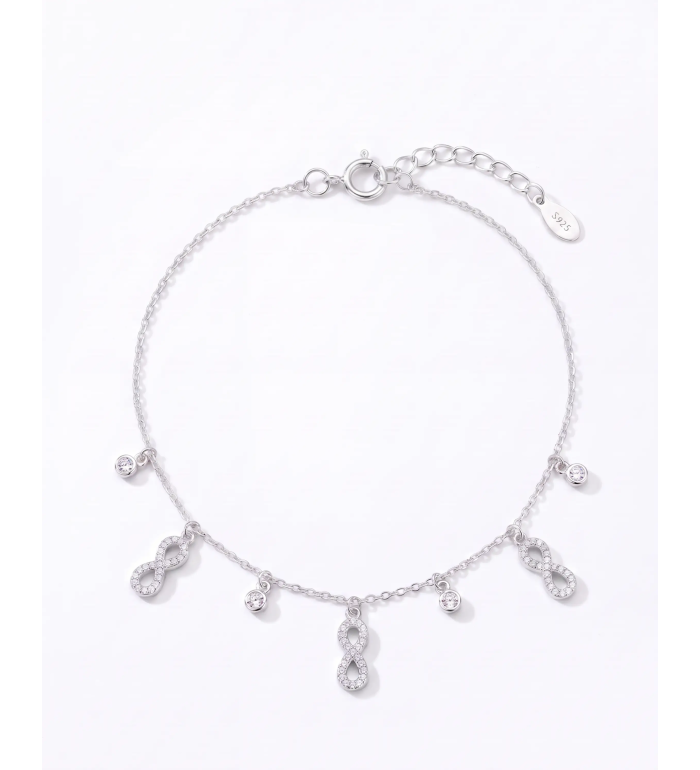 Silver Infinity Charm Harmony Anklet