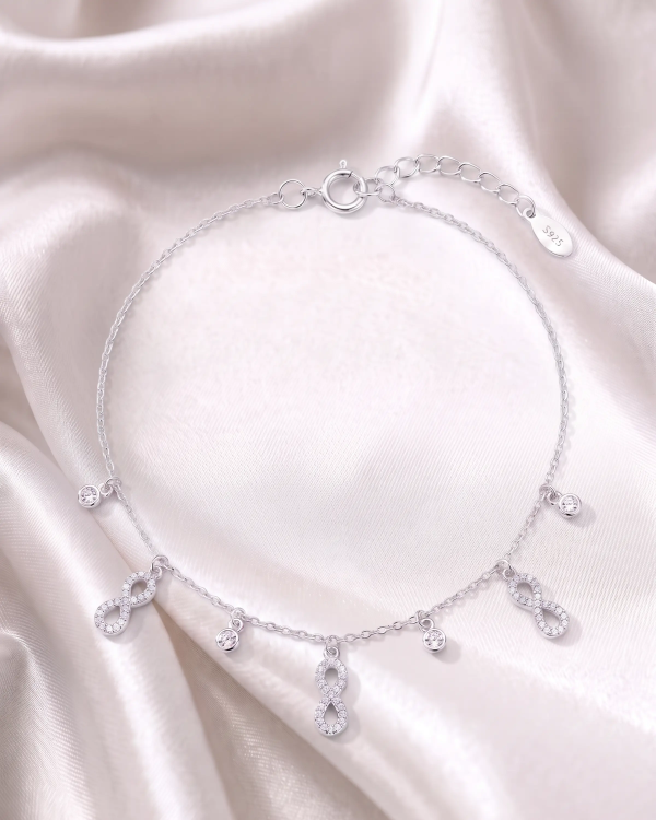 Silver Infinity Charm Harmony Anklet