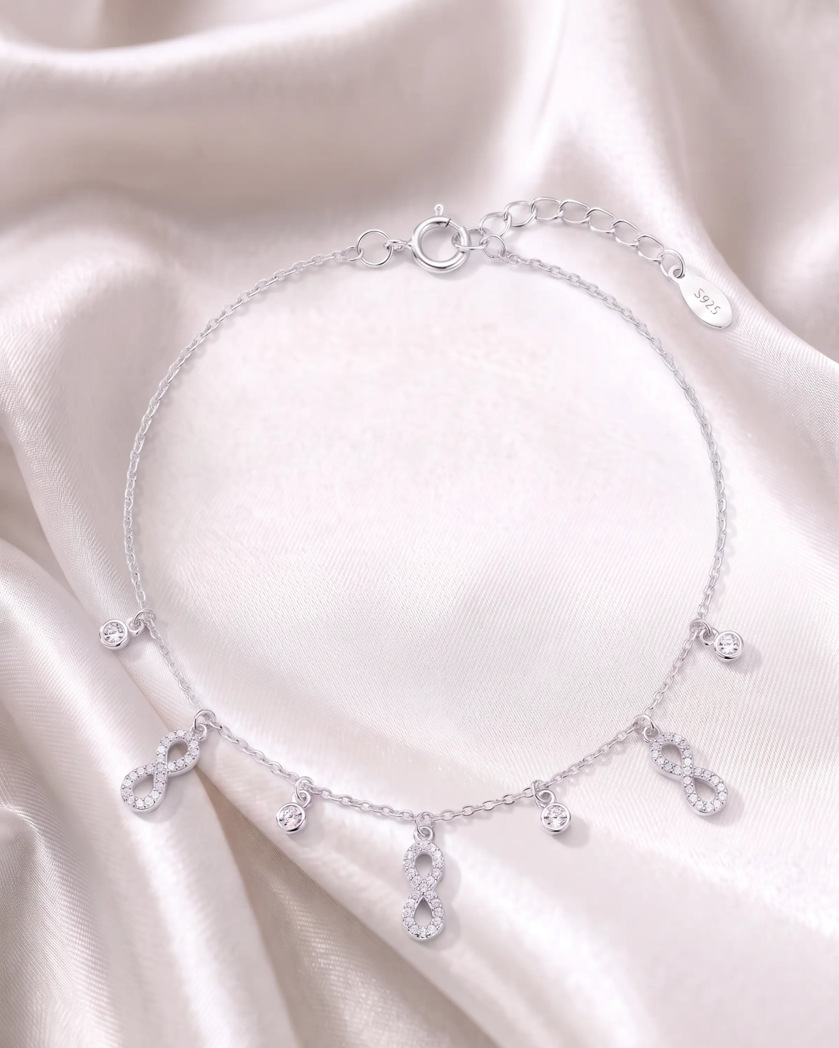 Silver Infinity Charm Harmony Anklet