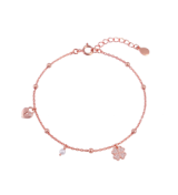 Rose Gold Clover and Heart Charm Harmony Anklet