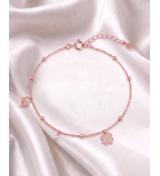 Rose Gold Clover and Heart Charm Harmony Anklet