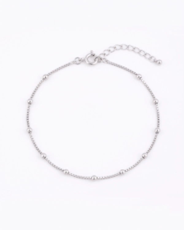 Silver Italian Satellite Bead Anklet