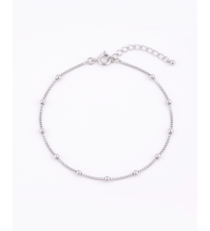 Silver Italian Satellite Bead Anklet