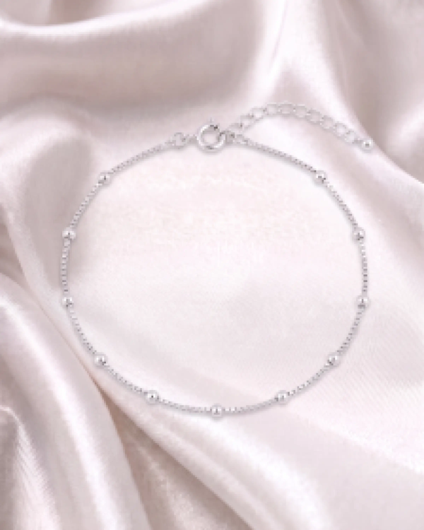 Silver Italian Satellite Bead Anklet