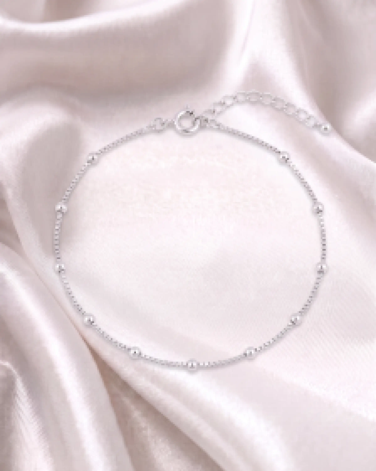 Silver Italian Satellite Bead Anklet