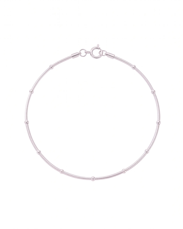 Silver Station Bead Anklet