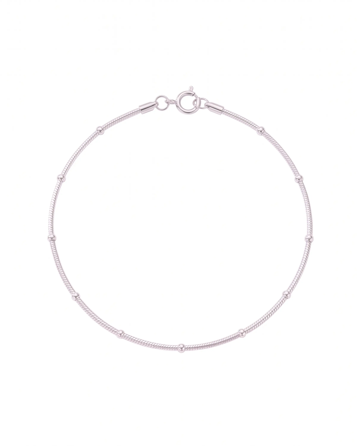 Silver Station Bead Anklet