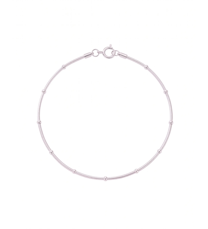 Silver Station Bead Anklet