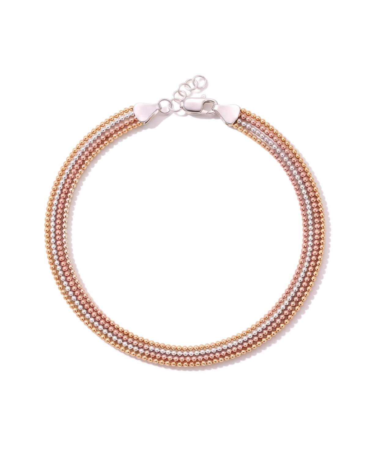 Tri-Tone Multi-Strand Bead Anklet