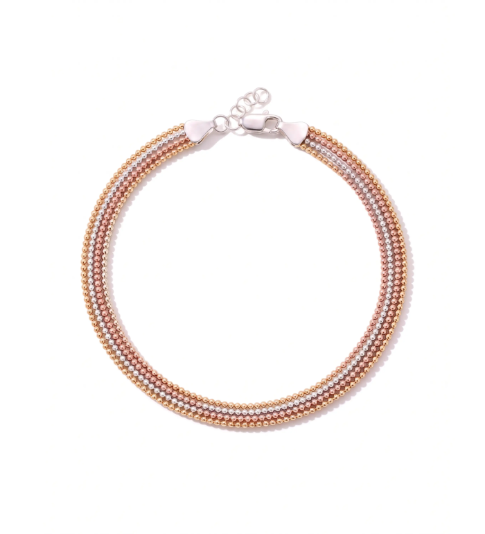 Tri-Tone Multi-Strand Bead Anklet